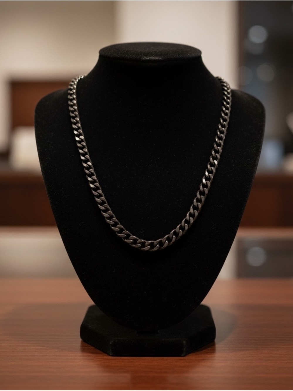 Men's Black Chain Necklace - Sleek Grooming Accessory